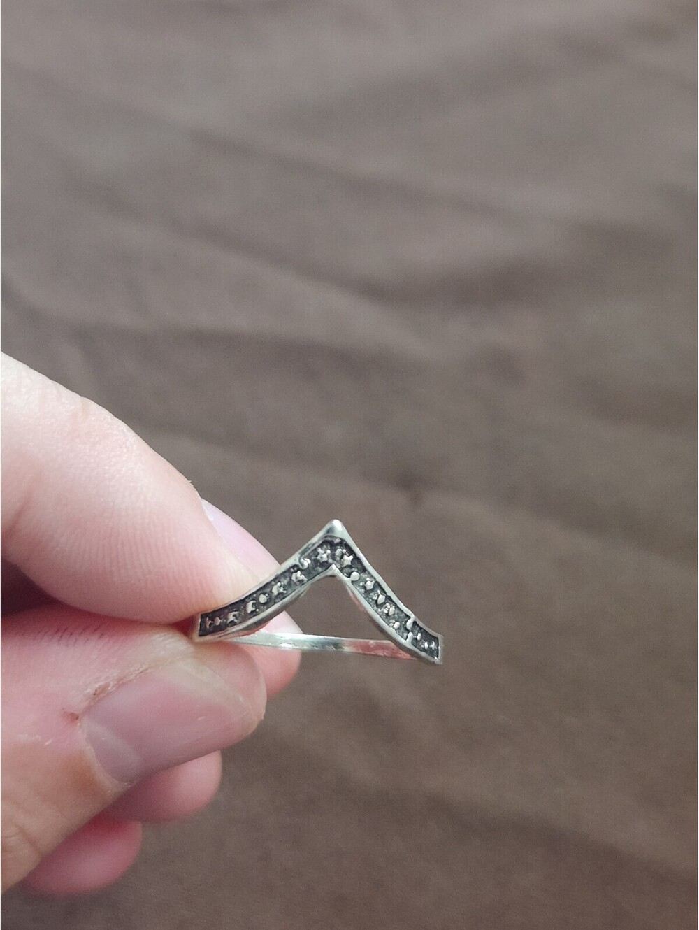 Vintage Silver Tone Chevron Ring Size 6.5